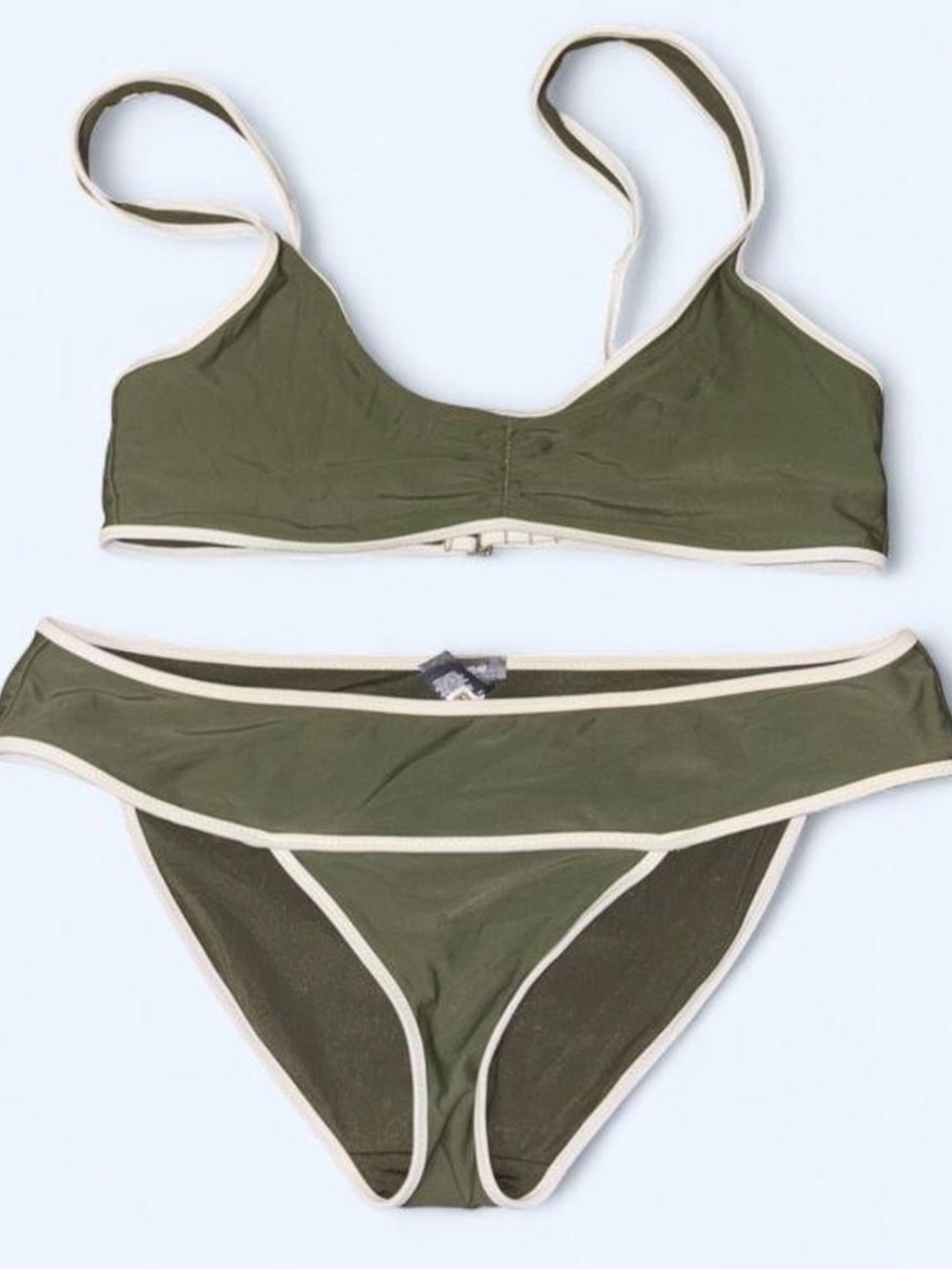 Aerie Olive Green Bikini Set with Cream Trim